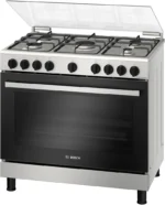 بوش - فرن غاز فري ستاند 90×60 سم، 5 عيون غاز ،شبك خفيف ، أمان كامل ستانلس ستيل / اسود - HGV1D0U59M