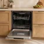 ⁦اي جي الكتريك - غسالة صحون بلت ان تلبيس كامل - 8 برنامــج للغسيــل 14 مكــان للتخزيـــن 3 دروج 3 رشاش ماء فولاذ مقاوم للصدأ العمق : 550 مم بلد المنشأ : الصين - 11-AG-BMW02⁩ - الصورة ⁦4⁩