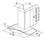 ⁦كيتشن لاين - شفاط جداري زجاج منحني 60 سم - تدفق هواء: 800 م³/ساعة - ضوضاء: 44–62 ديسبل - إضاءة LED ×2 - تحكم أزرار – LUNA-60-800⁩ - الصورة ⁦3⁩