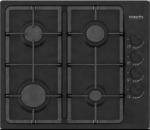 كيتشن برو - سطح 4 عين غاز أستيل اسود ايطالى -شبك ثقيل – مفاتيح جانبيه - KP602HBK/GA-M